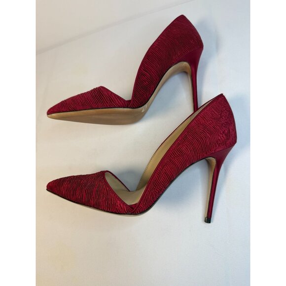 Imagine Vince Camuto Ossie Women Size 7 Slate Red Wine Pleated Fabric Stiletto - Picture 6 of 14